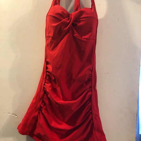 red one piece 50’s style swimsuits. - Picture 2 of 5